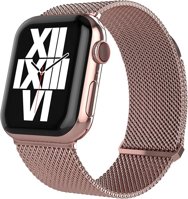 Rose Gold Stainless Steel Mesh Watch Strap