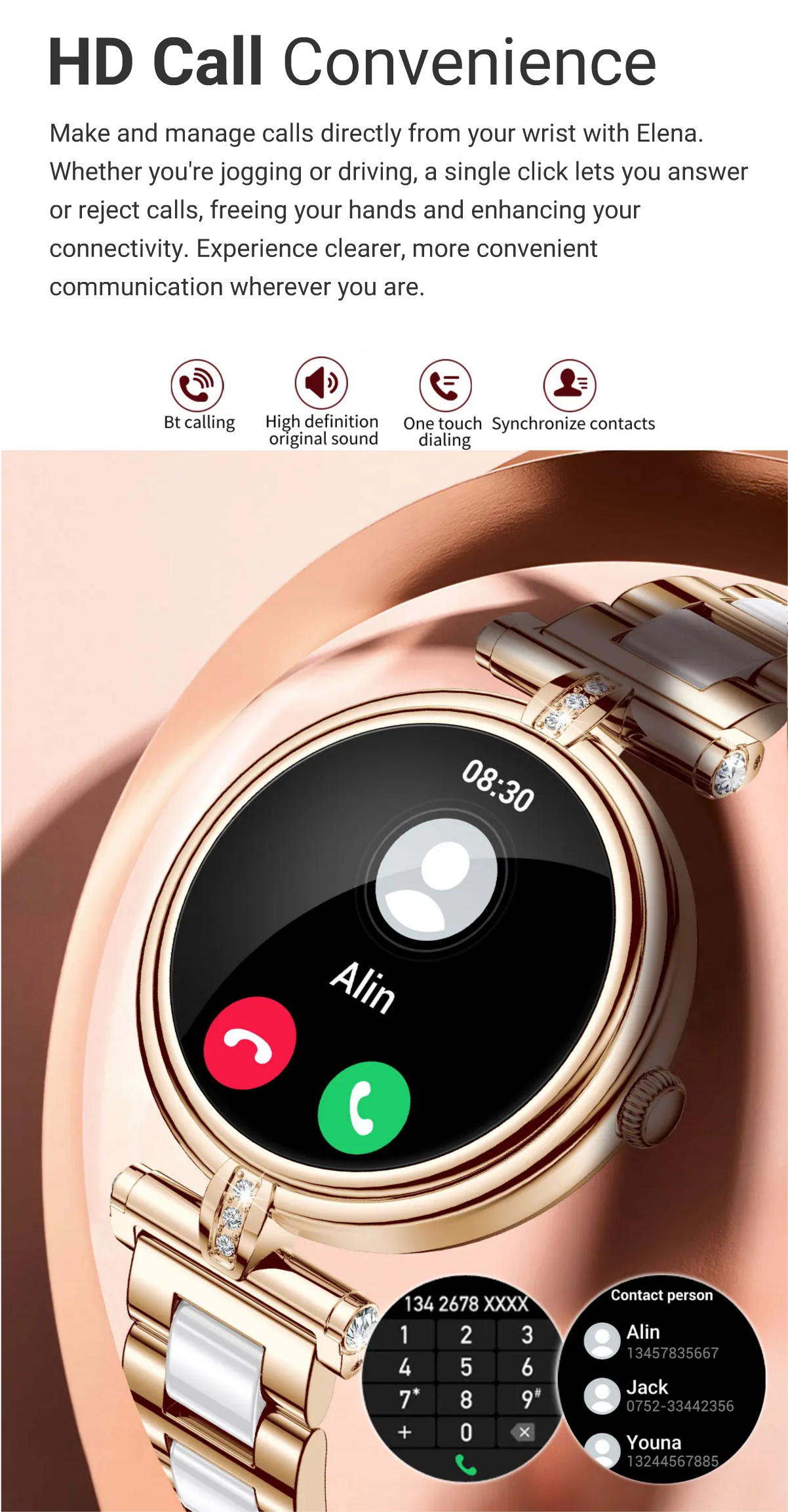 Flexerao Elena – Radiant Elegance Multi-Functional Smartwatch